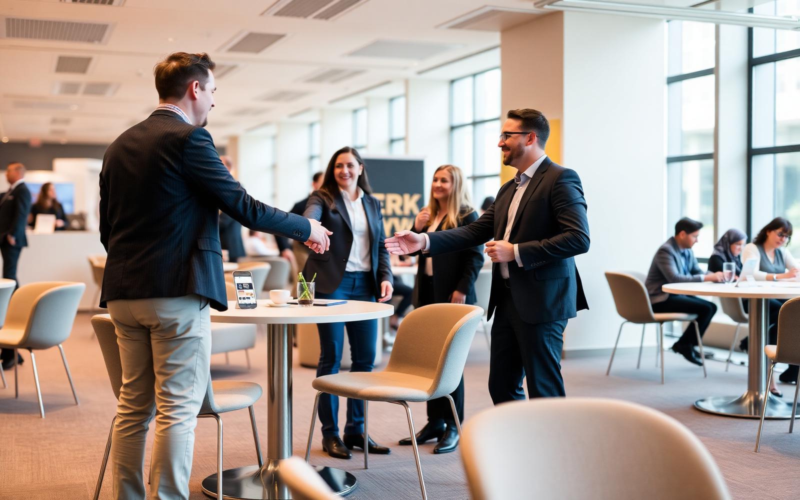 Business delegates in a matchmaking session